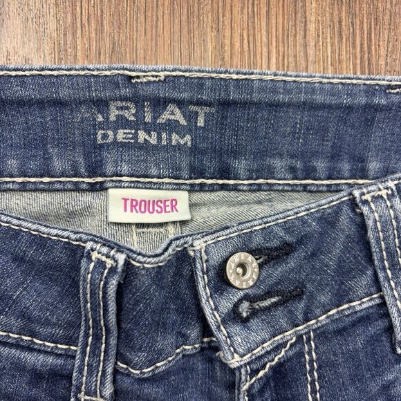 Ariat Trouser Bootcut Jeans Distressed Medium Wash Raw Hem Women’s Size 30r - Picture 5 of 12